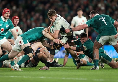 060326 - Ireland v Wales - Guinness Six Nations Championship - Alex Mann of Wales is tackled by Ronan Kelleher of Ireland 
