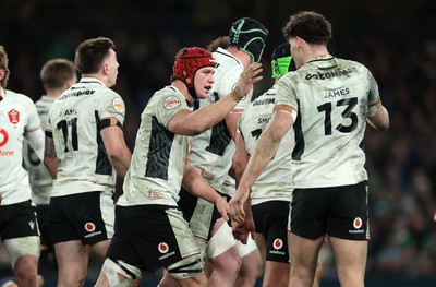 060326 - Ireland v Wales - Guinness Six Nations Championship - James Botham of Wales celebrates scoring a try with team mates