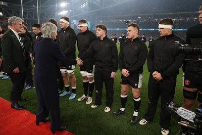 060326 - Ireland v Wales - Guinness Six Nations Championship - Dan Edwards of Wales meets the Irish President Catherine Connolly