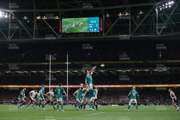 060326 - Ireland v Wales - Guinness Six Nations Championship - Dafydd Jenkins of Wales wins the line out