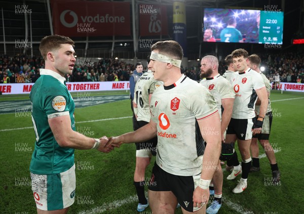 060326 - Ireland v Wales - Guinness Six Nations Championship - Joe Hawkins of Wales shakes hands with the opposition at full time