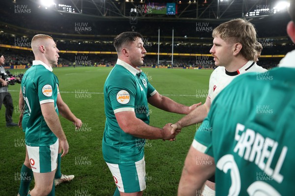 060326 - Ireland v Wales - Guinness Six Nations Championship - Aaron Wainwright of Wales shakes hands with the opposition at full time