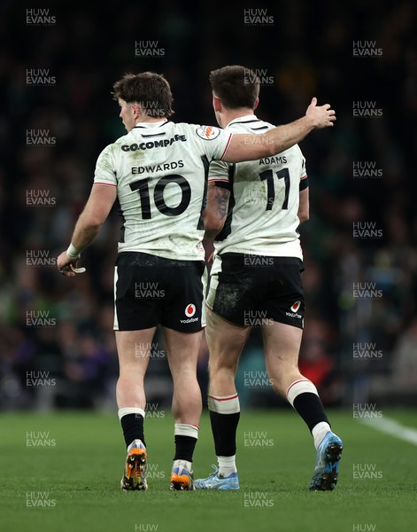 060326 - Ireland v Wales - Guinness Six Nations Championship - Dan Edwards and Josh Adams of Wales 