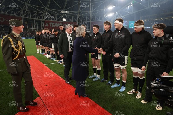 060326 - Ireland v Wales - Guinness Six Nations Championship - Ben Carter of Wales meets the Irish President Catherine Connolly