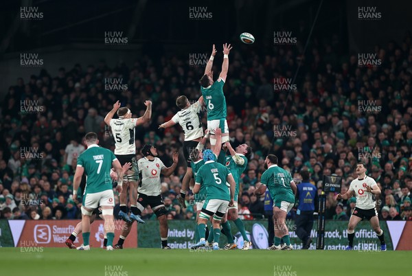 060326 - Ireland v Wales - Guinness Six Nations Championship - Jack Conan of Ireland wins the line out