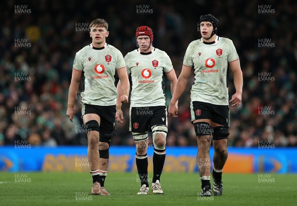060326 - Ireland v Wales - Guinness Six Nations Championship - Alex Mann, James Botham and Dafydd Jenkins of Wales 