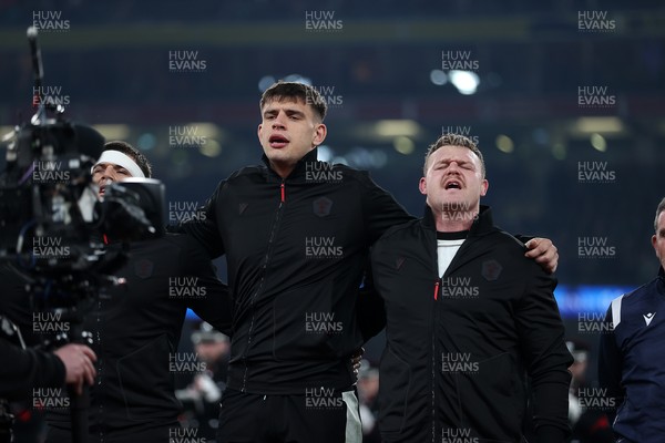 060326 - Ireland v Wales - Guinness Six Nations Championship - Dafydd Jenkins and Dewi Lake of Wales sing the anthem
