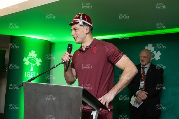 070326 - Ireland v Wales - Guinness Six Nations Championship - Louie Hennessey of Wales is presented his first cap
