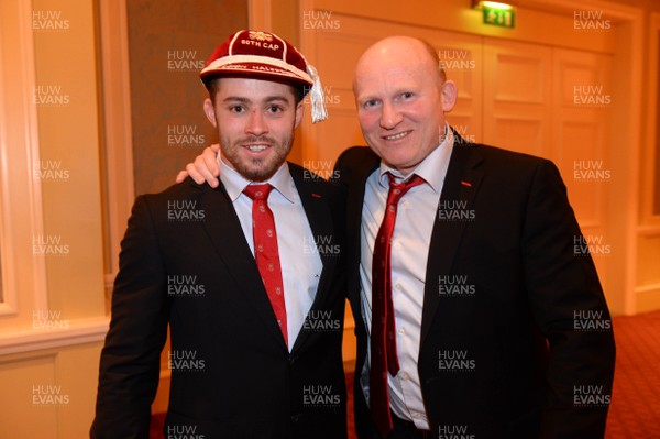 080214 - Ireland v Wales - RBS Six Nations 2014 -Leigh Halfpenny with Neil Jenkins after winning his 50th cap