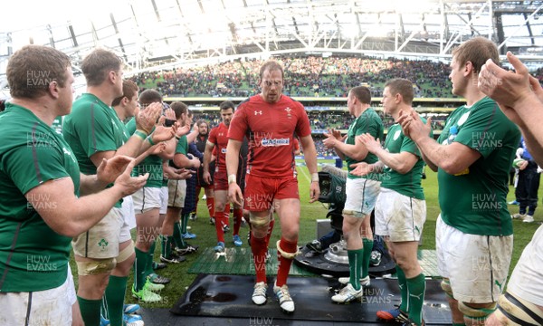 080214 - Ireland v Wales - RBS Six Nations 2014 -Alun Wyn Jones of Wales looks dejected at the end of the game