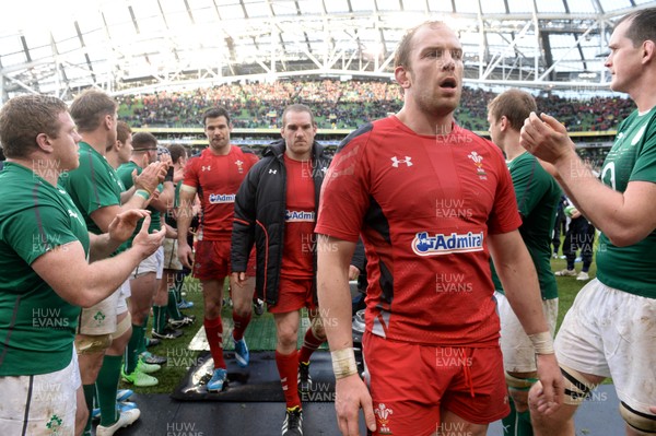 080214 - Ireland v Wales - RBS Six Nations 2014 -Alun Wyn Jones of Wales looks dejected at the end of the game