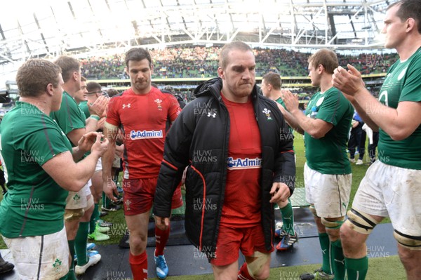 080214 - Ireland v Wales - RBS Six Nations 2014 -Mike Phillips and Gethin Jenkins of Wales looks dejected at the end of the game