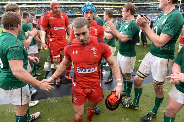 080214 - Ireland v Wales - RBS Six Nations 2014 -Leigh Halfpenny of Wales looks dejected at the end of the game