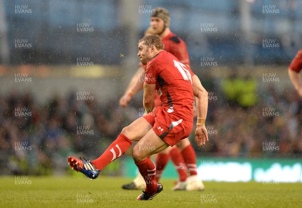 080214 - Ireland v Wales - RBS Six Nations 2014 -Leigh Halfpenny of Wales kicks at goal