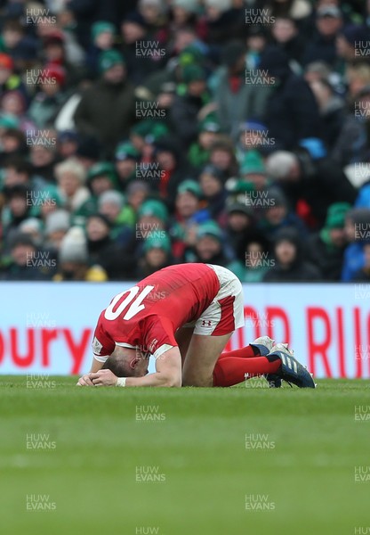 080220 - Ireland v Wales - Guinness 6 Nations - Dan Biggar of Wales looks dejected during the game