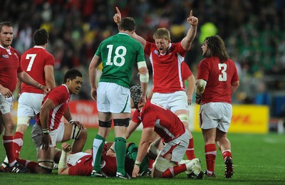 08.10.11 - Ireland v Wales - Rugby World Cup Quarter-Final 2011 - Bradley Davies of Wales celebrates at the final whistle. 