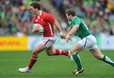 08.10.11 - Ireland v Wales - Rugby World Cup Quarter-Final 2011 - George North of Wales gets past Gordon D'Arcy of Ireland. 