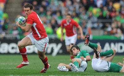 08.10.11 - Ireland v Wales - Rugby World Cup Quarter-Final 2011 - Jamie Roberts of Wales gets clear. 