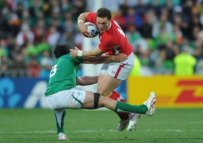 08.10.11 - Ireland v Wales - Rugby World Cup Quarter-Final 2011 - George North of Wales is tackled by Stephen Ferris of Ireland. 