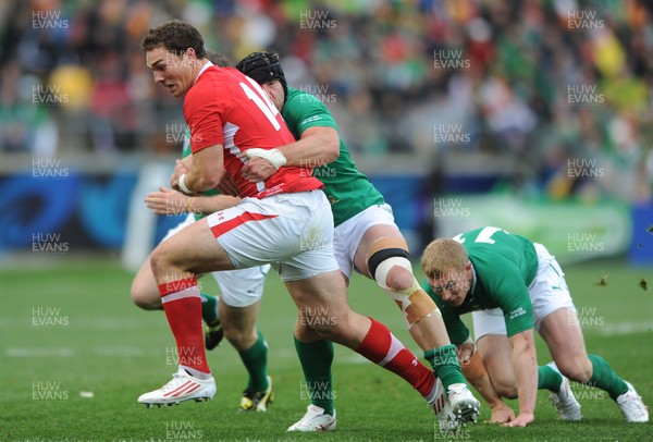 08.10.11 - Ireland v Wales - Rugby World Cup Quarter-Final 2011 - George North of Wales is tackled by Stephen Ferris of Ireland. 