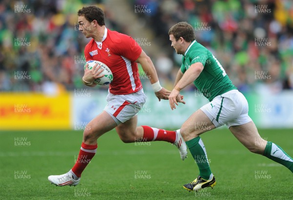 08.10.11 - Ireland v Wales - Rugby World Cup Quarter-Final 2011 - George North of Wales gets past Gordon D'Arcy of Ireland. 