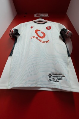 090526 - Ireland v Wales, 2026 Guinness Women’s 6 Nations - Natalia John’s Wales match jersey hangs in the changing room ahead of her 50th cap