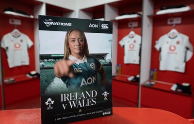 090526 - Ireland v Wales, 2026 Guinness Women’s 6 Nations - Wales match jerseys hang in the changing room ahead of the match