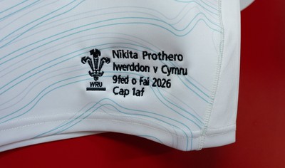 090526 - Ireland v Wales, 2026 Guinness Women’s 6 Nations - Nikita Prothero’s Wales match jersey hangs in the changing room ahead of her debut