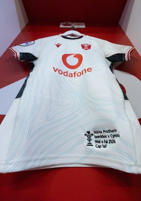 090526 - Ireland v Wales, 2026 Guinness Women’s 6 Nations - Nikita Prothero’s Wales match jersey hangs in the changing room ahead of her debut