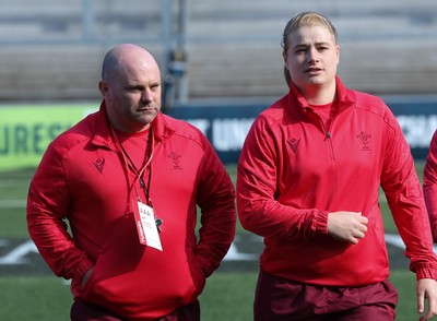 090526 - Ireland v Wales, 2026 Guinness Women’s 6 Nations - Sean Lynn, Wales Women head coach and captain Bethan Lewis of Wales at the stadium