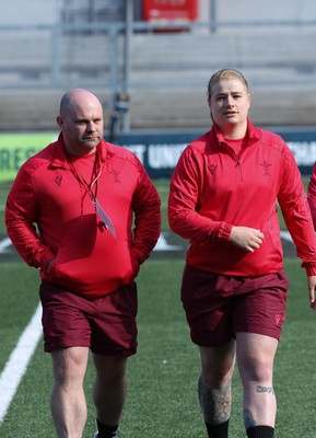 090526 - Ireland v Wales, 2026 Guinness Women’s 6 Nations - Sean Lynn, Wales Women head coach and captain Bethan Lewis of Wales at the stadium