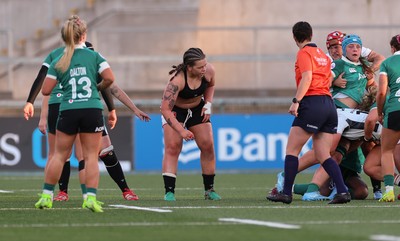 090526 - Ireland v Wales, 2026 Guinness Women’s 6 Nations - Maisie Davies of Wales continues to play despite having her match jersey ripped off