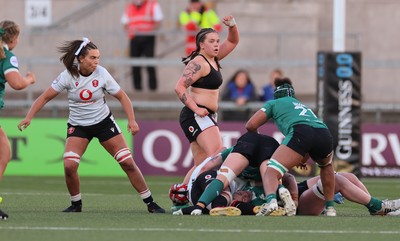 090526 - Ireland v Wales, 2026 Guinness Women’s 6 Nations - Maisie Davies of Wales continues to play despite having her match jersey ripped off