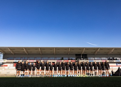 090526 - Ireland v Wales, 2026 Guinness Women’s 6 Nations - The Wales team line up for the anthems