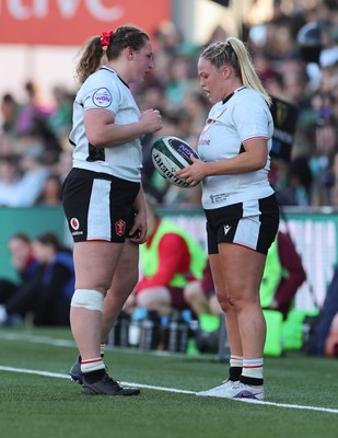 090526 - Ireland v Wales, 2026 Guinness Women’s 6 Nations - Gwenllian Pyrs of Wales with Kelsey Jones of Wales
