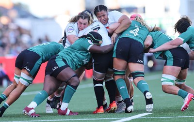 090526 - Ireland v Wales, 2026 Guinness Women’s 6 Nations - Gwenllian Pyrs of Wales and Sisilia Tuipulotu of Wales drive the pack forward