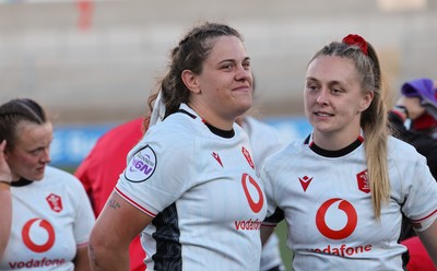 090526 - Ireland v Wales, 2026 Guinness Women’s 6 Nations - Natalia John of Wales and Hannah Dallavalle of Wales at the end of the match 
