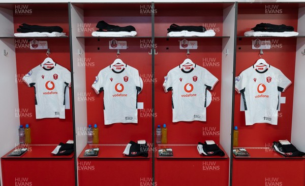 090526 - Ireland v Wales, 2026 Guinness Women’s 6 Nations - Wales match jerseys hang in the changing room ahead of the match