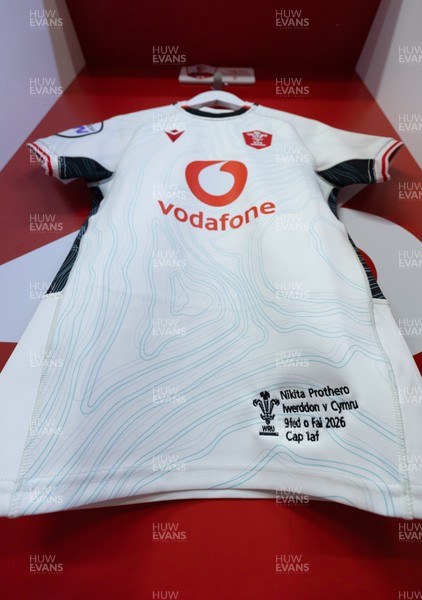 090526 - Ireland v Wales, 2026 Guinness Women’s 6 Nations - Nikita Prothero’s Wales match jersey hangs in the changing room ahead of her debut