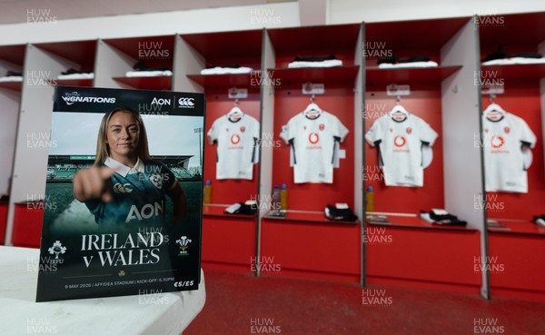 090526 - Ireland v Wales, 2026 Guinness Women’s 6 Nations - Wales match jerseys hang in the changing room ahead of the match