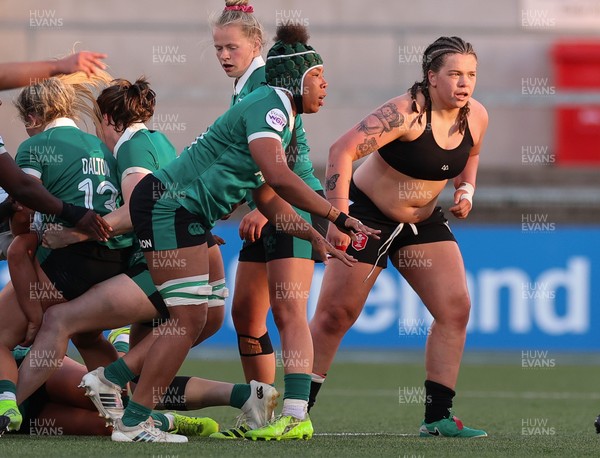 090526 - Ireland v Wales, 2026 Guinness Women’s 6 Nations - Maisie Davies of Wales continues to play despite having her match jersey ripped off