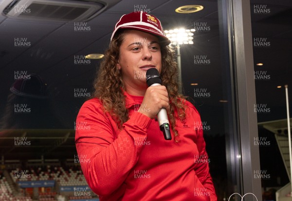 090526 - Ireland v Wales, 2026 Guinness Women’s 6 Nations - Natalia John of Wales is presented with her 50th cap