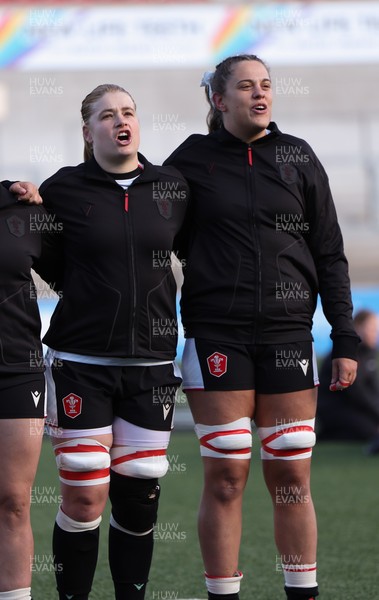 090526 - Ireland v Wales, 2026 Guinness Women’s 6 Nations - Bethan Lewis of Wales and Natalia John of Wales  line up for the anthems ahead of the match