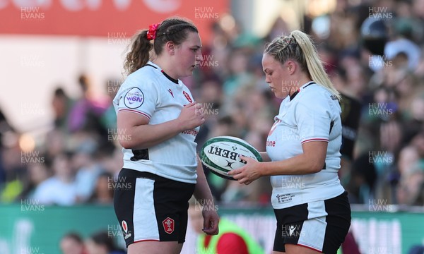 090526 - Ireland v Wales, 2026 Guinness Women’s 6 Nations - Gwenllian Pyrs of Wales with Kelsey Jones of Wales