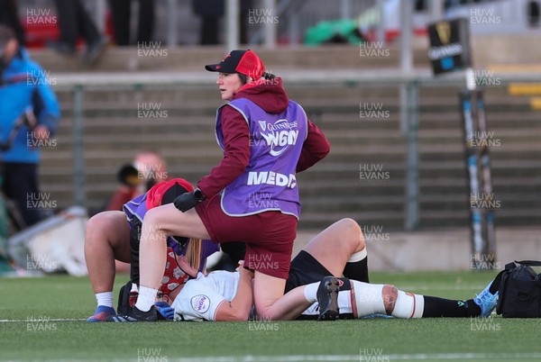 090526 - Ireland v Wales, 2026 Guinness Women’s 6 Nations - Donna Rose of Wales receives medical attention after taking a knock