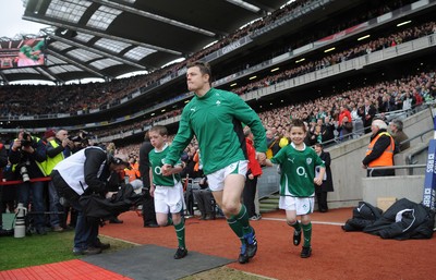 13.03.10 - Ireland v Wales - RBS Six Nations 2010 - Brian O'Driscoll of Ireland runs out to win his 100th cap. 