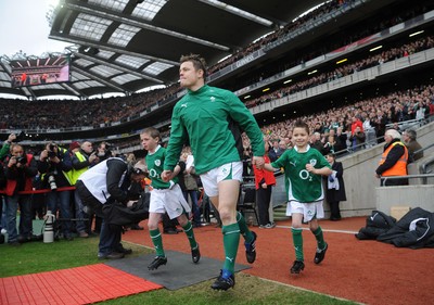 13.03.10 - Ireland v Wales - RBS Six Nations 2010 - Brian O'Driscoll of Ireland runs out to win his 100th cap. 