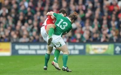 13.03.10 - Ireland v Wales - RBS Six Nations 2010 - Jamie Roberts of Wales is tackled by Brian O'Driscoll of Ireland. 
