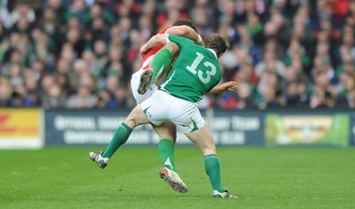13.03.10 - Ireland v Wales - RBS Six Nations 2010 - Jamie Roberts of Wales is tackled by Brian O'Driscoll of Ireland. 