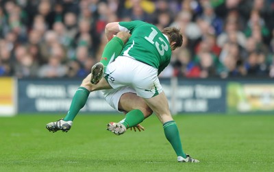 13.03.10 - Ireland v Wales - RBS Six Nations 2010 - Jamie Roberts of Wales is tackled by Brian O'Driscoll of Ireland. 